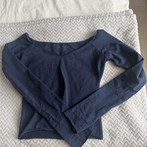 Brandy Melville Deep Navy Scoop Neck Long Sleeve Top